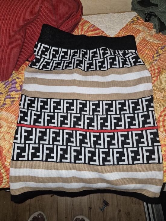 Fendi Dresses & Skirts - Fendi Monogram FFTube Skirt Stripe Red Line Beige Black